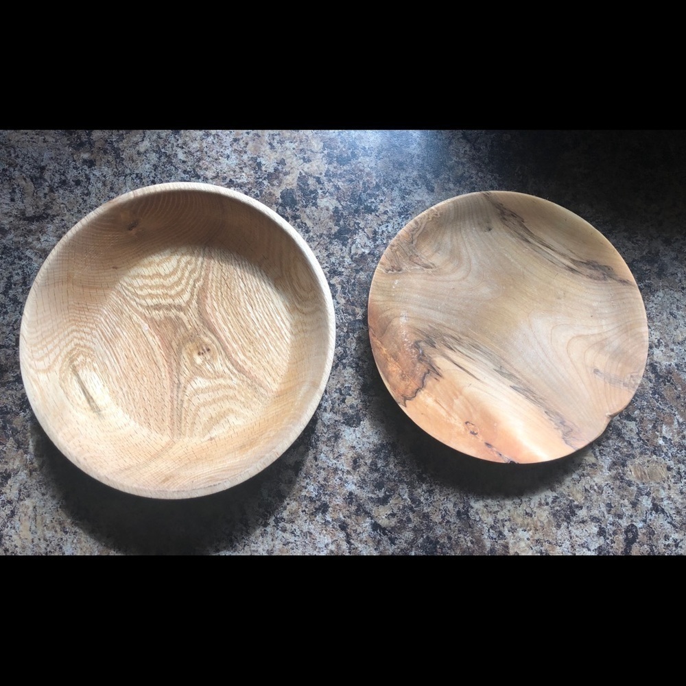 Handcrafted Wood Bowl/Plate Local WI Artist Set Farmhouse Natural Wood 7.5”X2.5”